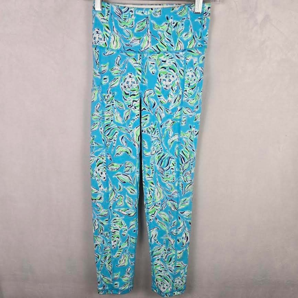 Lilly Pulitzer Luxletic High Rise Leggings XS Rare Tiger Zebra Floral Pockets